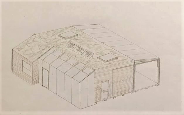 Her ses en 3D tegning af vores design af vores kolonihavehus