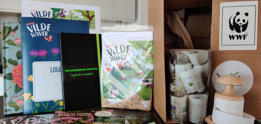 Danmarks Vilde Haver en startpakke fyldt med gode ting til brug i vores eksperiment i samarbejde med private haveejere WWF og Haveselskabet